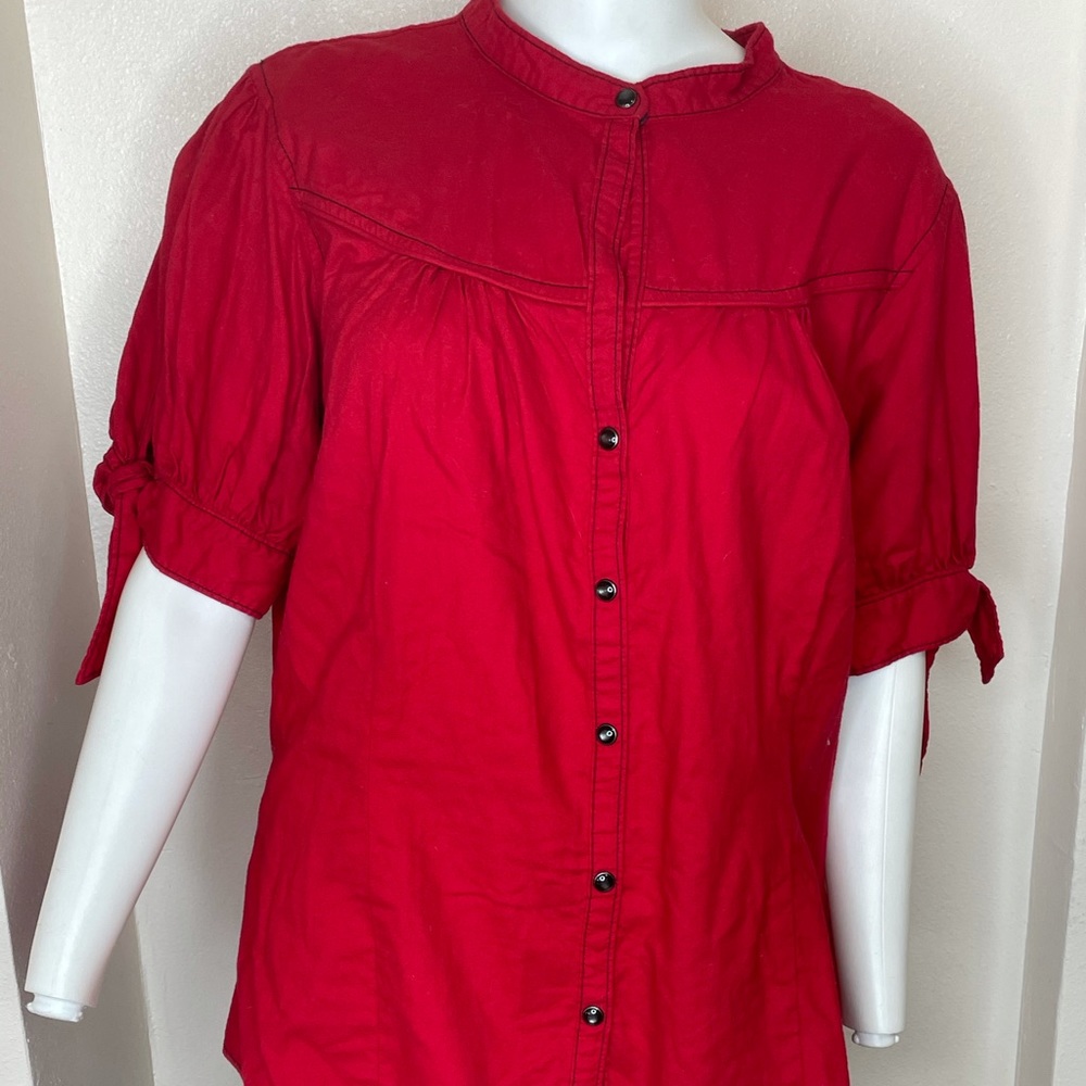 Red Snap Button Down